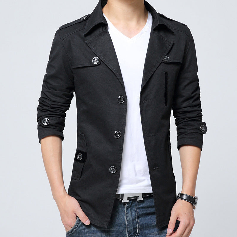 Men's Trench Coat Mid-length Lapel Jacket