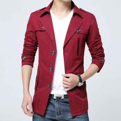 Men's Trench Coat Mid-length Lapel Jacket