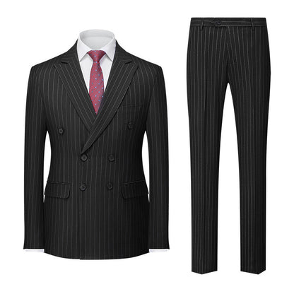 Men's Striped Double-row Two-button Suit