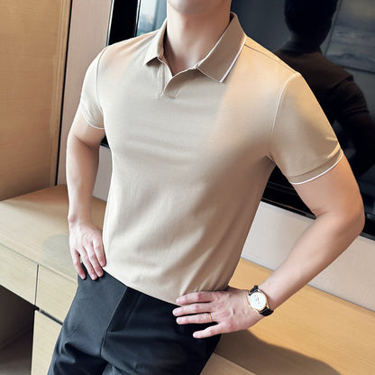 Cotton Lapel Short Sleeve Polo T-Shirt