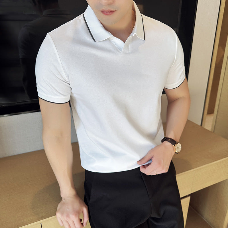 Cotton Lapel Short Sleeve Polo T-Shirt