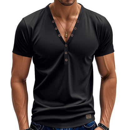 Men's Loose Thin Trendy V-neck Buttons
