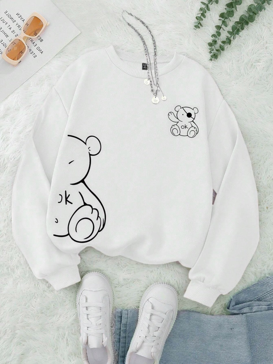 Nice Kawaii OK Teddy Bear Sweatshirts