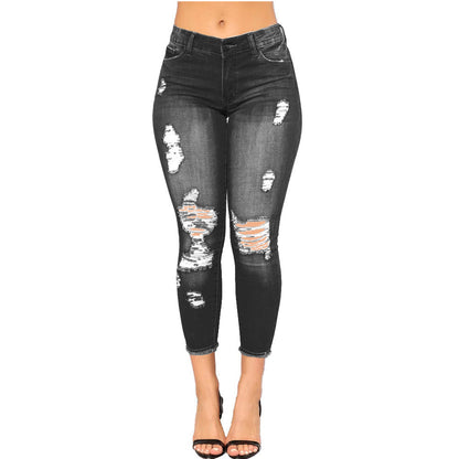 Ripped Denim Tight Jeans