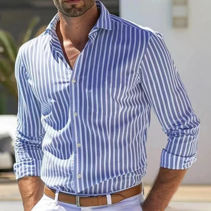 Men's Slim Striped Long Sleeve Shirt