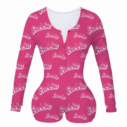 Deep V-neck panda long-sleeved button