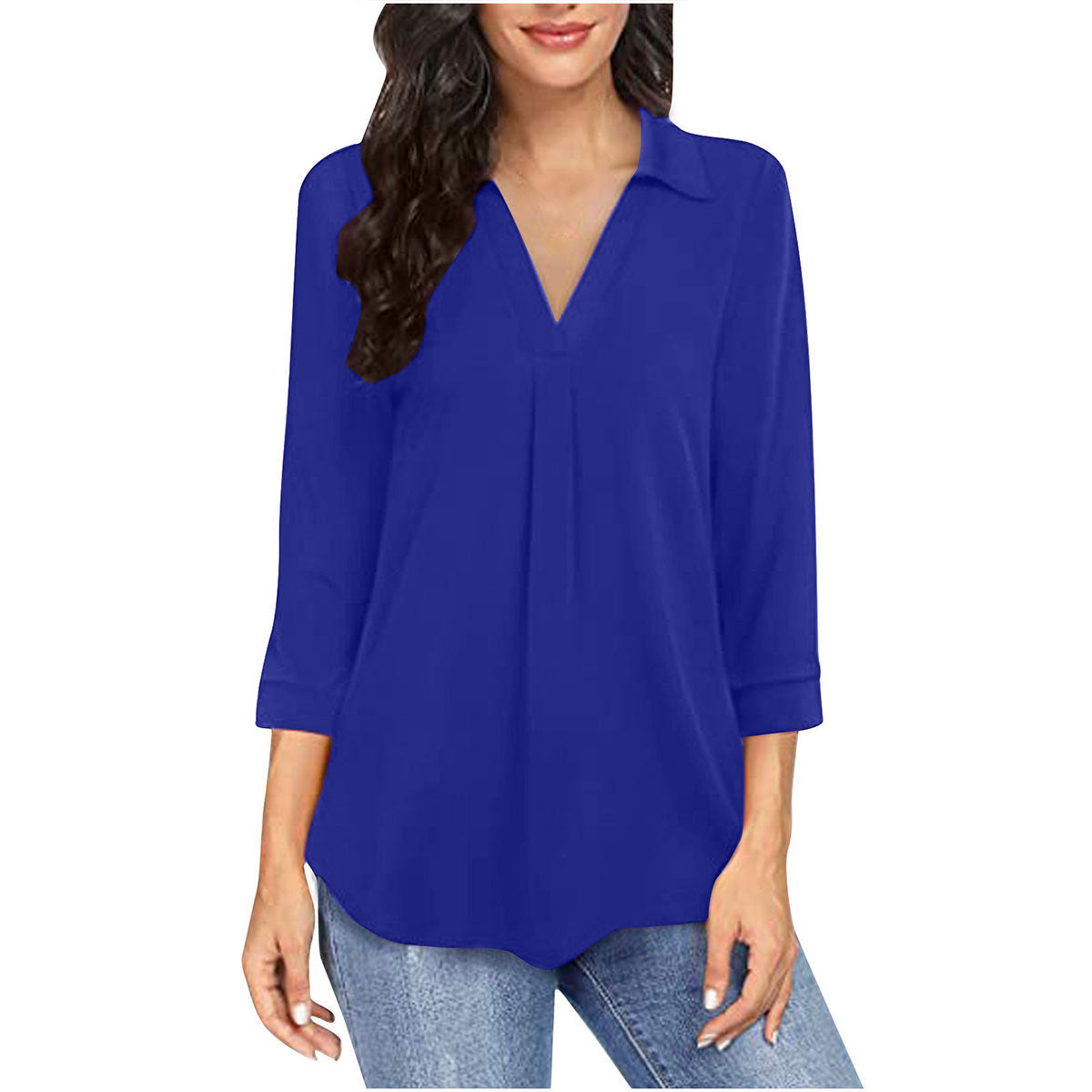 Ladies Shirt Top With Elegant Chiffon Stitching