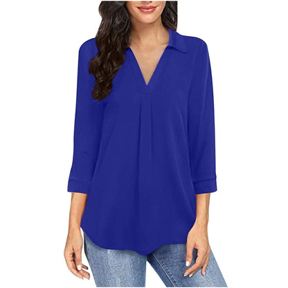 Ladies Shirt Top With Elegant Chiffon Stitching