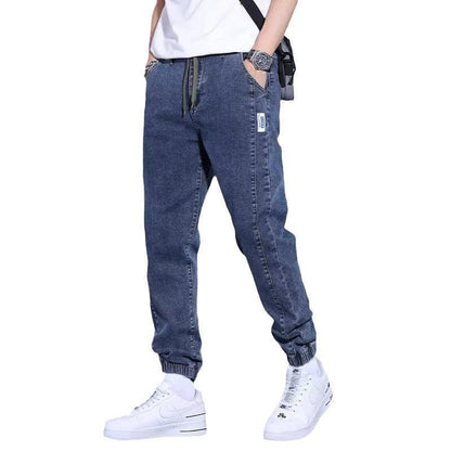 Harem Drawstring Elastic Beam Foot Men's Jeans