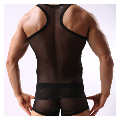 Fitness Transparent Mesh Men's Underwear Set