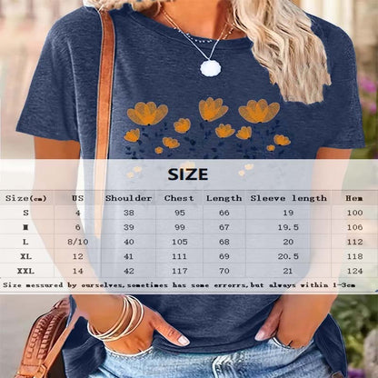 Women's Yellow Floral Short Sleeve Tee