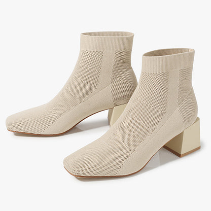 Ladie's All-match Stretch Knitted Booties