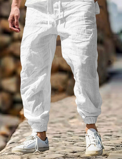 Men's Linen Trousers Elastic Waist