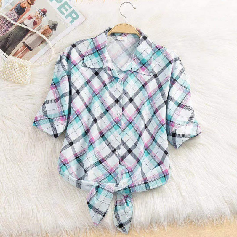 Elegant Striped Thin Shirt Women's Bow Outer Tops