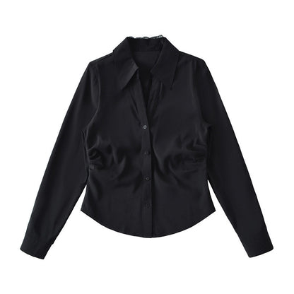 Lace Stitching Tight Waist Shirt