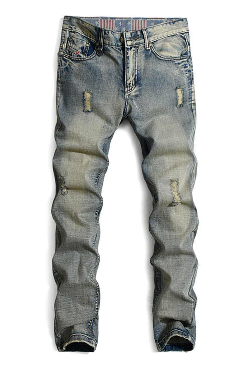 Men's Ripped Jeans Straight Slim Fit