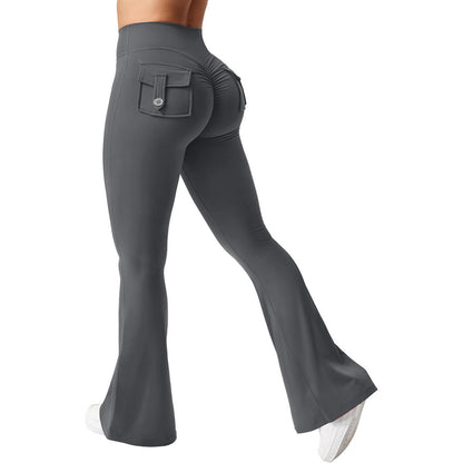 Fitness Peach Hip Pocket Flared Pants