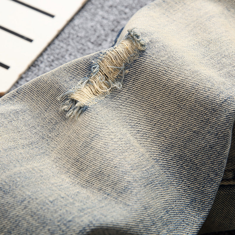 Men's Ripped Jeans Straight Slim Fit