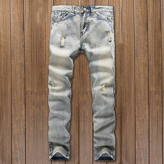Men's Ripped Jeans Straight Slim Fit