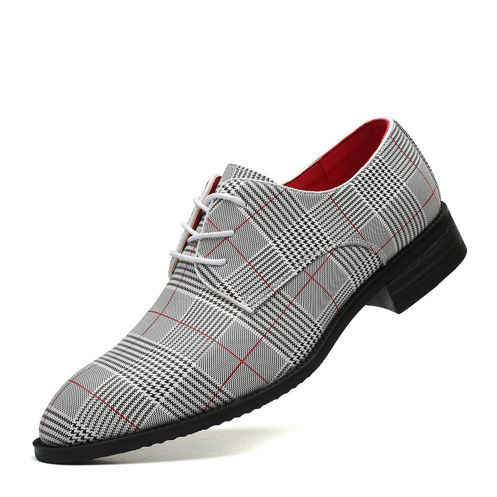 Men's Fashion All-match Leather Shoes Lace-up Stripes