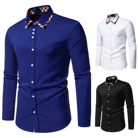 Contrast Color Triangle Collar Long Sleeve Shirt