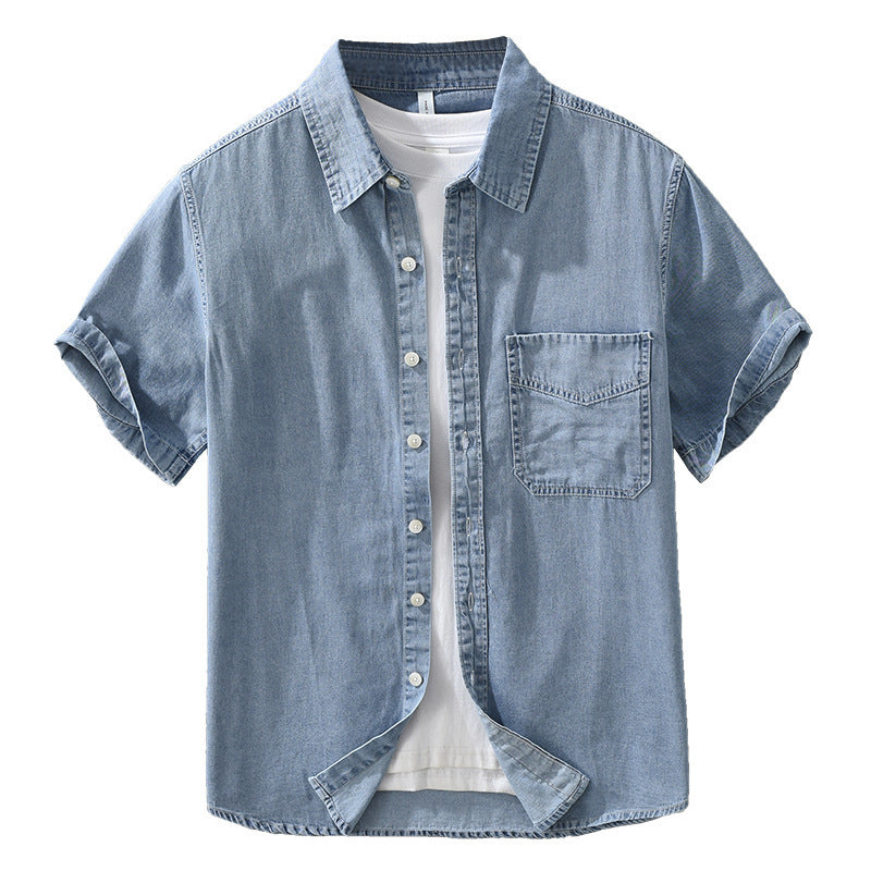 Japanese-style Denim Short Sleeve Shirt