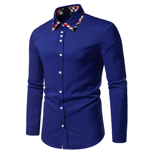 Contrast Color Triangle Collar Long Sleeve Shirt