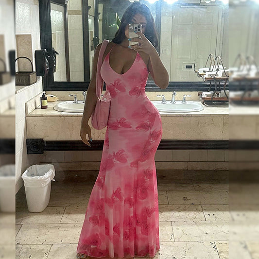 Backless Sling Slim Length Dress