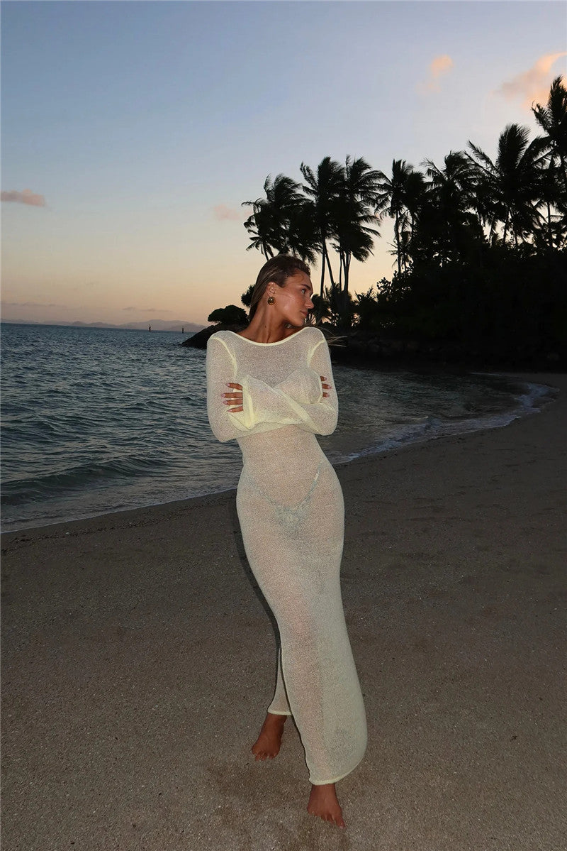 See-through Backless Dress Beach Vacation