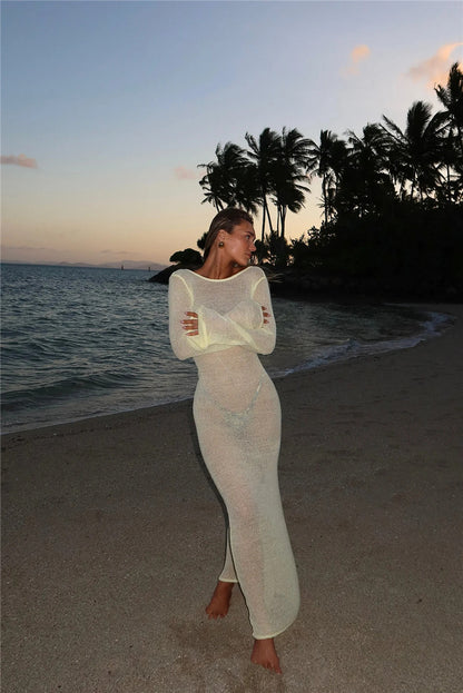 See-through Backless Dress Beach Vacation