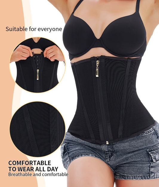 Women Waist Trainers Boned Corset Shapewear With Zippe