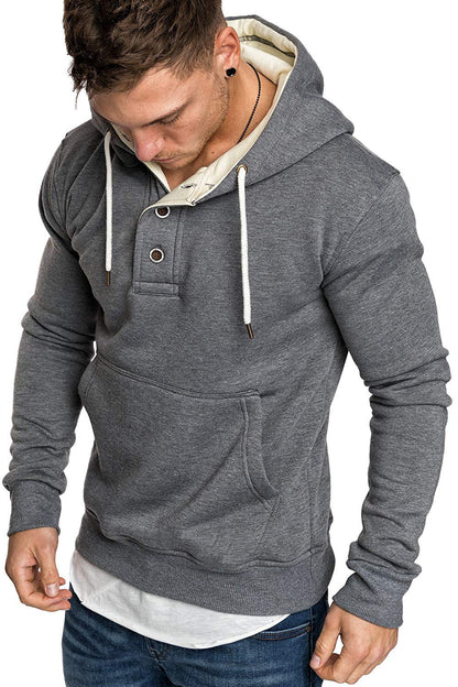 Men's Button-trimmed hooded fleece sweatshirt