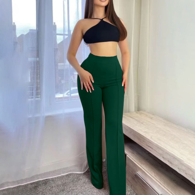 Fashionable Slim Fit High Waist Wide Pants