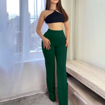 Fashionable Slim Fit High Waist Wide Pants