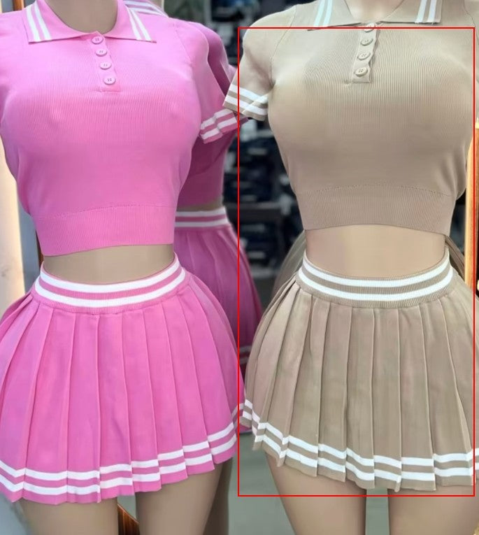 Trendy Tops Pleated Skirt Two-piece Set