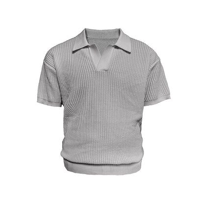 Polo  Style Collar Stripes Ice Silk T-Shirt