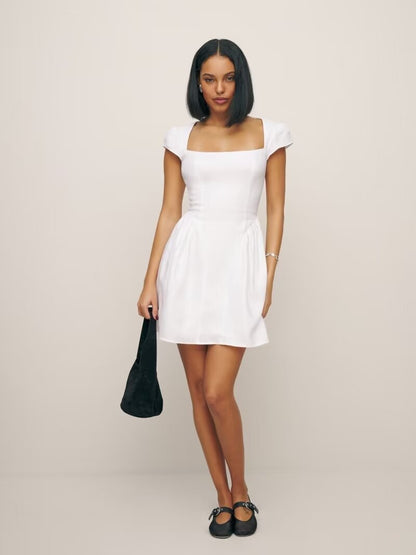 Square Collar Slimming Dress