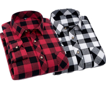 Sleeved Slim-fit Plaid Shirt