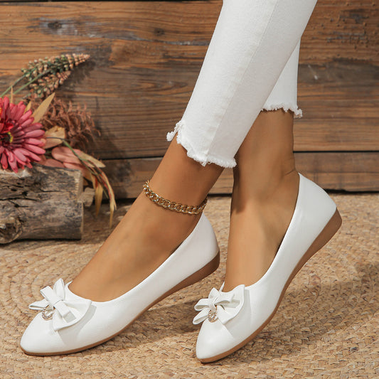 Flat Women's Shallow Mouth Bowknot Shoes