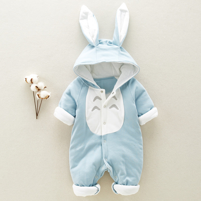 Cotton padded Baby romper chinchilla hooded