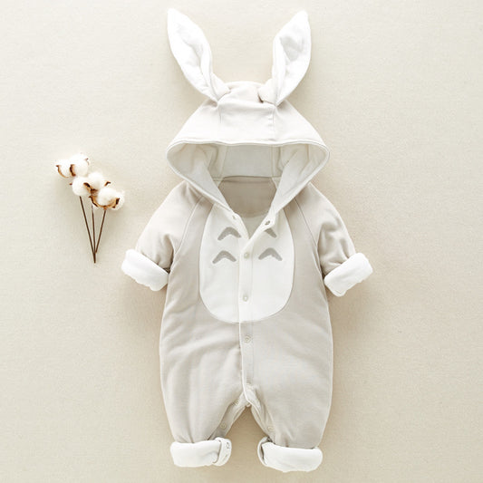 Cotton padded Baby romper chinchilla hooded