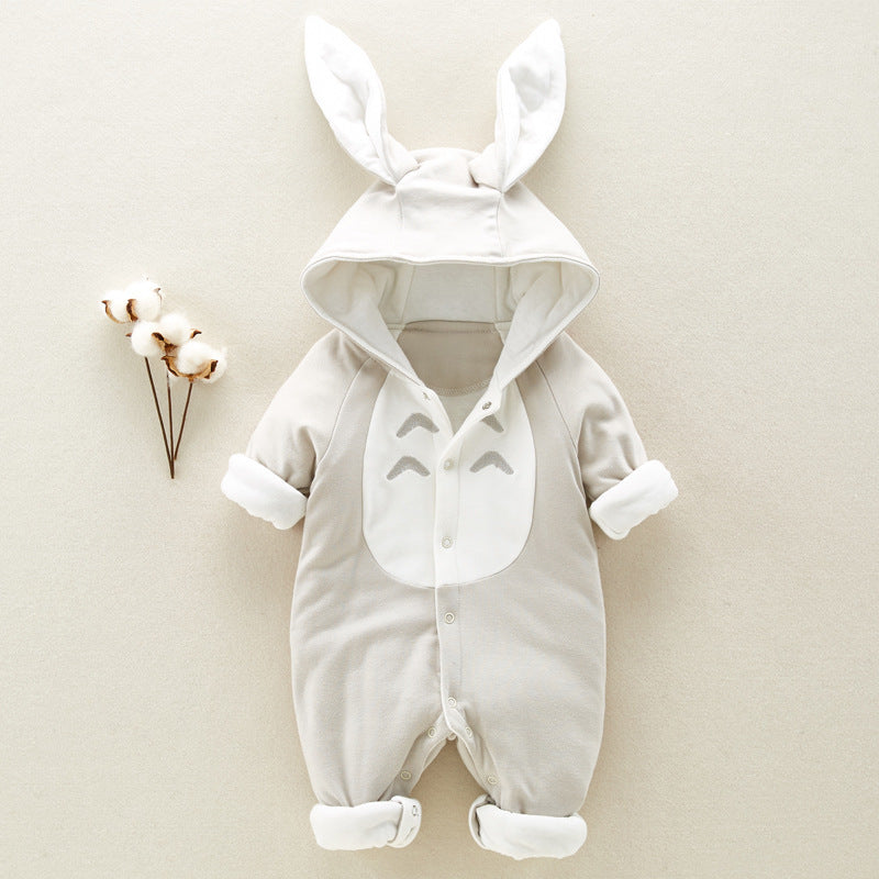 Cotton padded Baby romper chinchilla hooded