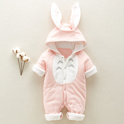 Cotton padded Baby romper chinchilla hooded