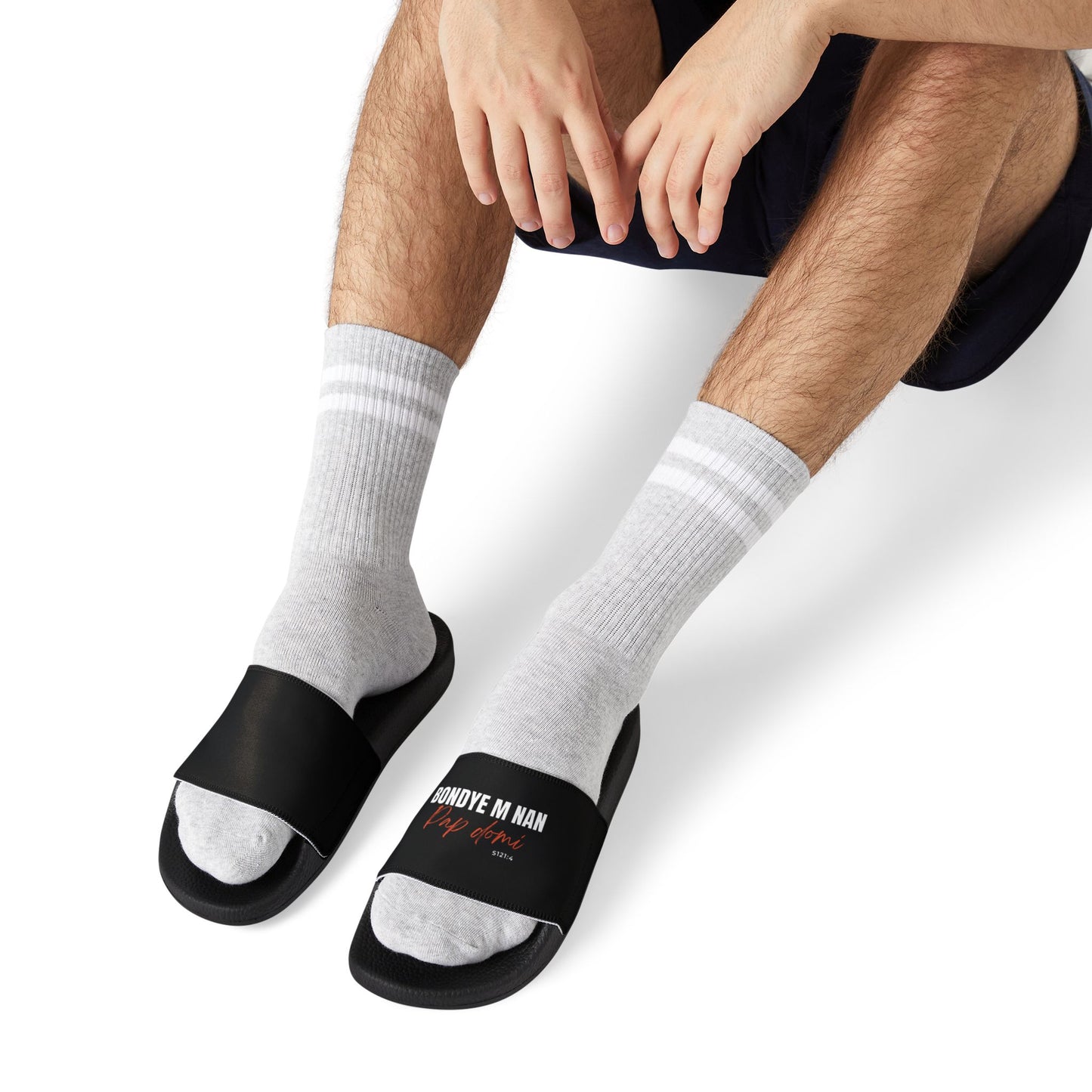 Men Sandals Removable Straps "Bondye m nan pap Domi"