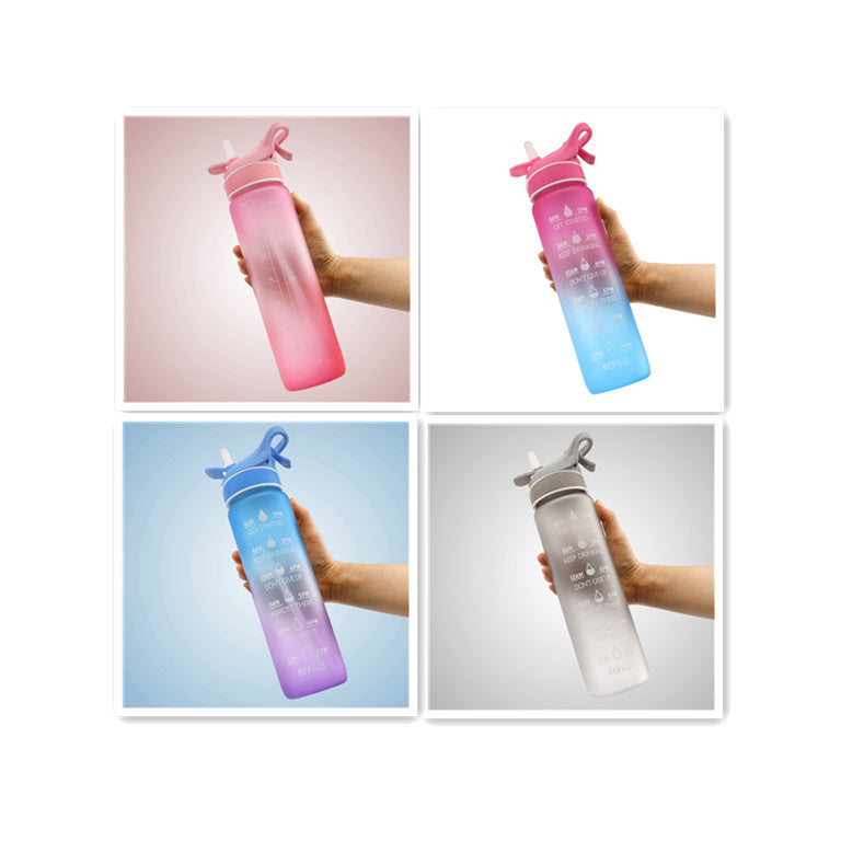Sports Water Bottle Scrub Bounce Cover Straw