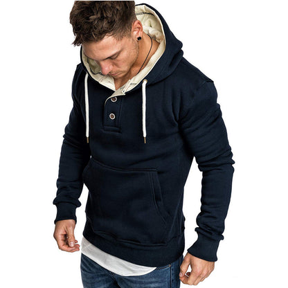 Men's Button-trimmed hooded fleece sweatshirt