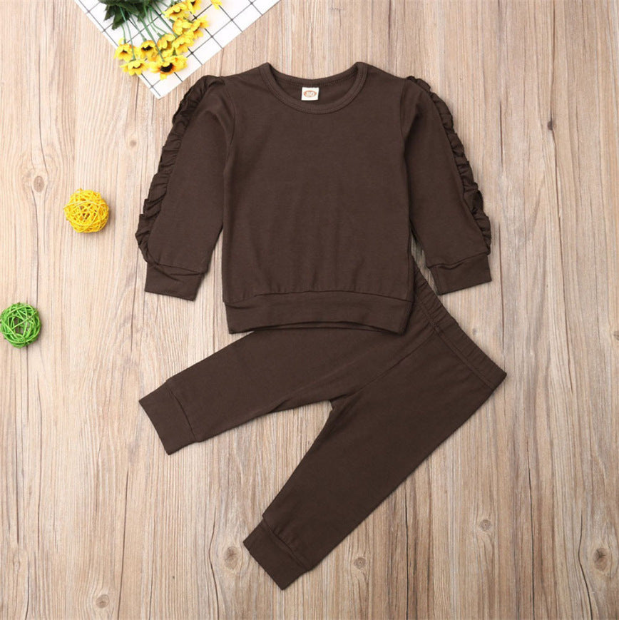 Kids Ruffles Jumper Long Sleeve Sweatshirt Pants
