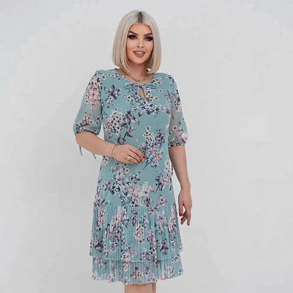 Simple Pleated Lace Up Dress