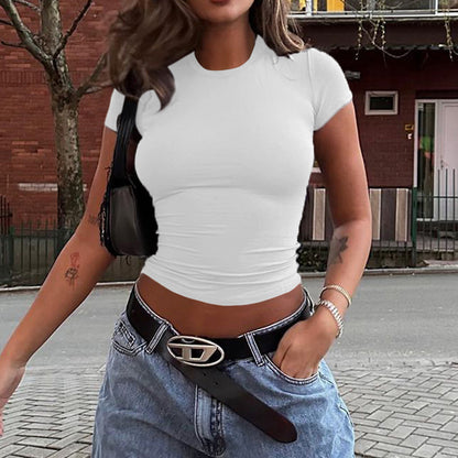 Top Waist Short Slim Fit Midriff-baring T-Shirt