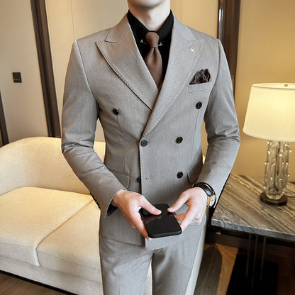 Double Breasted Business Slim Two-piece Suit